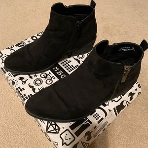 Black Microsuede Bamboo Sadie booties